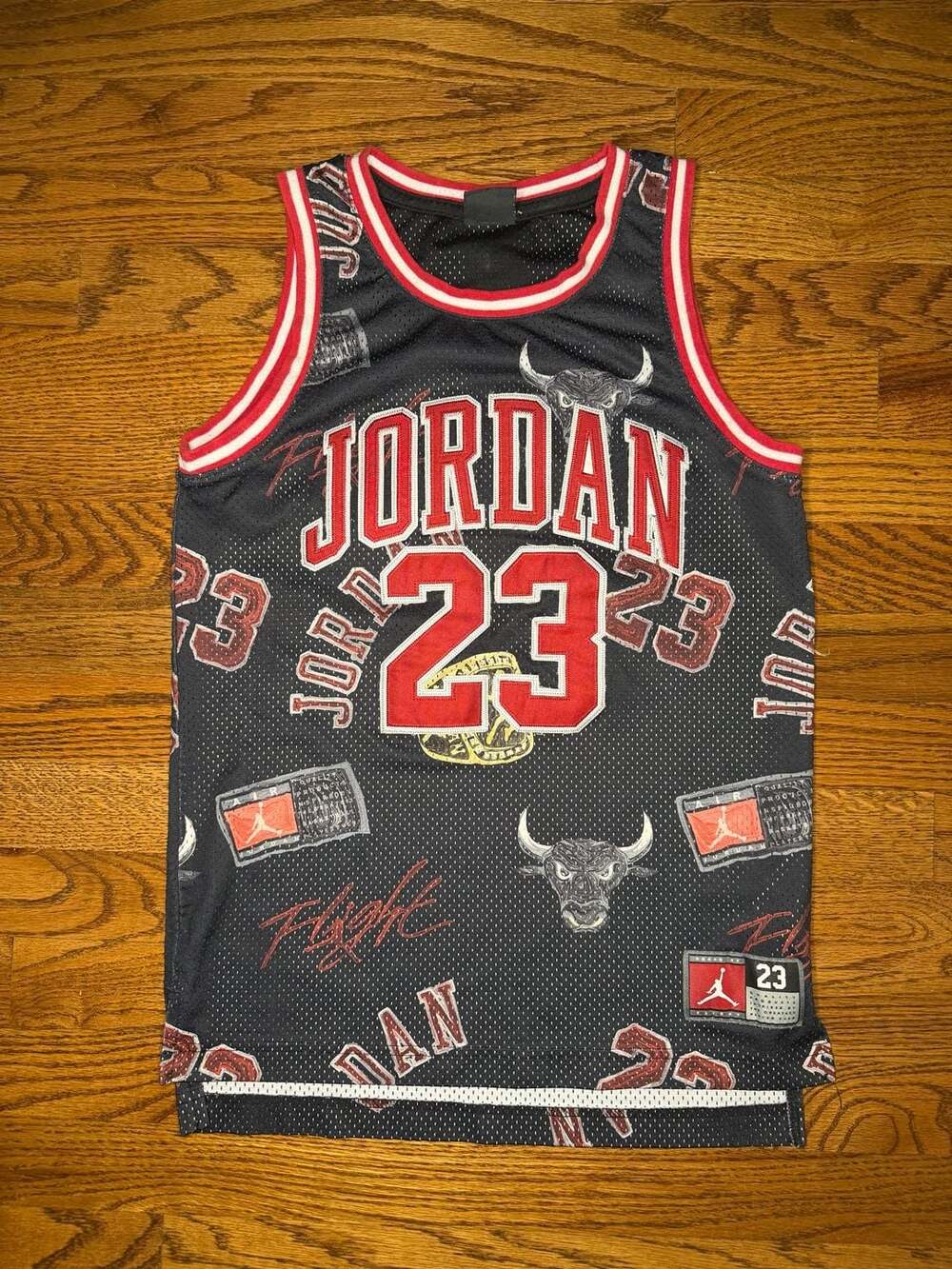 Jordan Kids Grade School JDN 23 AOP Tank Jersey Size M Black Red